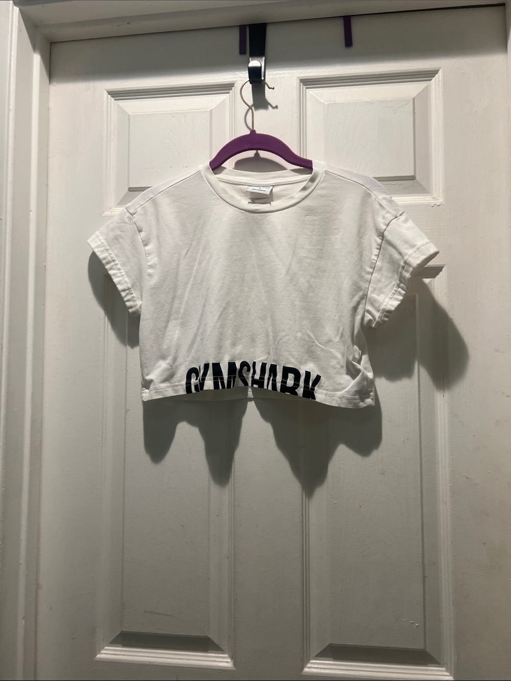 Gymshark White Cropped Logo Tee - Picture 1 of 8